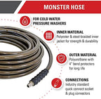 Simpson Cleaning 41030 Monster Series 4500 PSI Pressure Washer Hose, 100-Foot, Brown & Flexzilla Garden Hose 5/8 in. x 100 ft., Heavy Duty, Lightweight, Drinking Water Safe, ZillaGreen - HFZG5100YW-E - Image 3