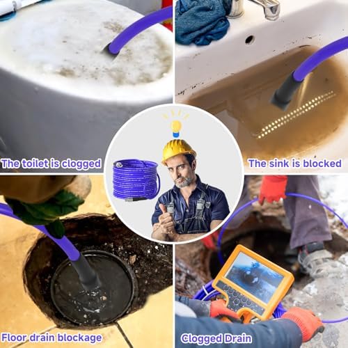 NIFUAL 200FT Sewer Jetter Kit for Pressure Washer, 5800PSI Drain Cleaner Hose 1/4 Inch NPT Corner, Rotating and Button Hose Sewer Jetting Nozzle Waterproof Tape Pearl Corsage Pin Spanner Glove - Image 5