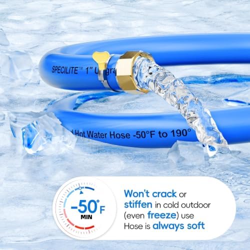 SPECILITE Hot/Cold Rubber Garden Water Hose 25 ft x 1", -50℉ to 190℉, Blue - Image 3