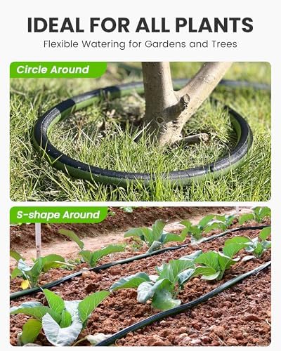 RAINPOINT 200FT Flat Soaker Hose for Garden (50FT x 4 Pack), Flexible & Leakproof Drip Hose with Anodized Aluminum Fittings, Double Layer 80% Water-Saving Irrigation Hose, Green - Image 5