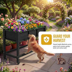 DWVO Raised Garden Bed HDPE with Wheels 47x18x31in Weather-Resistant Poly Wood Raised Planter Box Outdoor with Legs, Elevated Planter Box for Patio Balcony Backyard, Black - Image 6