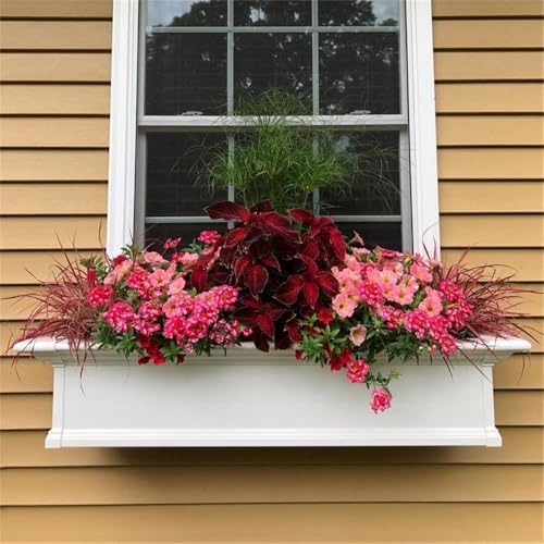 Pemberly Row 4ft Weatherproof Vinyl Window Box, White Finish, Traditional Design with Built-in Water Reservoir and Insulated Double Walls, Customizable Outdoor Planter for Garden and Patio - Image 4