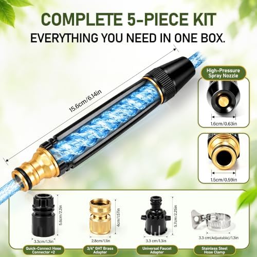 High Pressure Hose Nozzle Metal Fits US Garden Hoses with 3 Spray Modes - Image 4