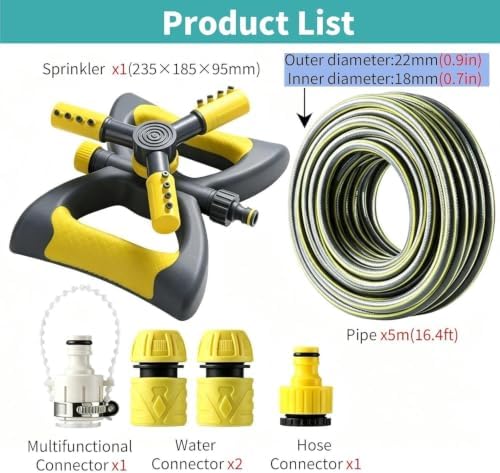 Drip Irrigation Kit Dust Suppression Misters for Lawn and Yard Sprinklers, Wide-Area Spray Coverage, Adjustable Outdoor Cooling Equipment(Pipe 22mm/0.9in,190m/623.2ft) - Image 2