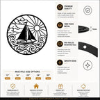 Sailboat with Sun Waves Metal Wall Art for Dining Room Decor with Detail - Image 2