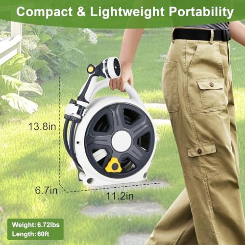 Retractable Garden Hose Reel, 1/2” x 60 ft Portable Hose Reel - Image 5