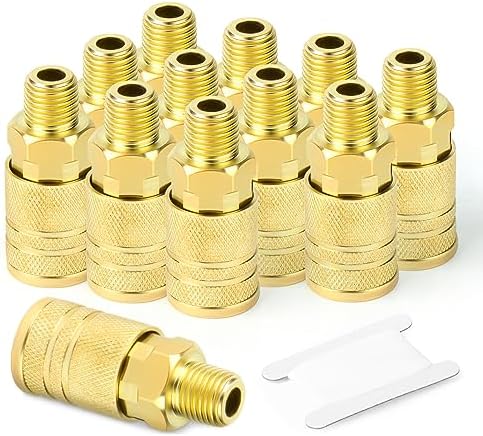 GASHER 12PCS 1/4-Inch Male Industrial Coupler,1/4 Inch NPT Male Threads Size, Quick Connect Air Coupler by GASHER