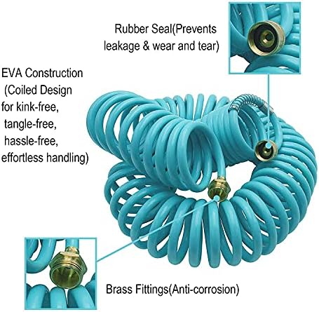 AUTOMAN-Garden-Water-Hose-Recoil,50 Feet EVA Curly Water Hose with Brass Connectors & AUTOMAN Garden Hose Splitter 3/4’’, Anti-UV High-Grade Brass Hose Splitter with High Pressure-Resistance. - Image 3
