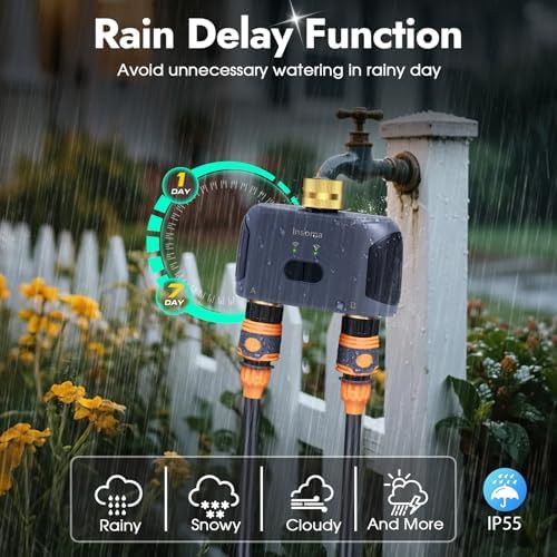 2 Zones WiFi Water Timer Brass Inlet and Outlet, Sprinkler Timer for Garden Hose, APP Remote Control WiFi Hose Timers with Gateway, Voice Control with Alexa, Rain Delay and Manual Mode for Watering - Image 5