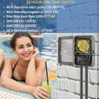 T104 Mechanical Timer Switch, 208–277 VAC 40 Amp,Pool Pump Switch, 24 Hour 12 ON/Off for Pump, Heavy Duty Pool Timers, Timer for Lights HVAC Systems, 5 Years Warranty - Image 4
