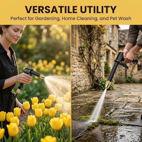 High Pressure Hose Nozzle, Adjustable Water Spray Gun with 4 Spray Modes, Metal Garden Hose Sprayer for Car Wash, Plants Watering, Patio & Outdoor Cleaning (2, Washer Gun) - Image 3