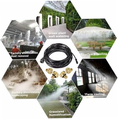 Patio Misting System, 20FT Outdoor Cooling Kit with 6 Mist Nozzles and Brass Adapter for Garden Greenhouse - Image 6