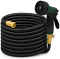 Black Non Expandable Garden Hose 25ft with 10 Function Nozzle, Lightweight 25 ft Water Hose for Yard, Lawn, Camping by StartYourHappyGardenLife