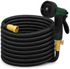 Black Non Expandable Garden Hose 25ft with 10 Function Nozzle, Lightweight 25 ft Water Hose for Yard, Lawn, Camping by StartYourHappyGardenLife