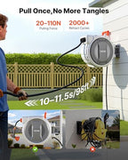 VEVOR Retractable Garden Hose Reel, 1/2 in x 100 ft, Wall Mounted Hose Reel with 9-Function Sprayer Nozzle and 180° Swivel Bracket, Any Length Lock, Automatic Slow Rewind System, for Garden Watering - Image 3