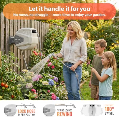 Ayleid Retractable Garden Hose Reel, 1/2"x100ft Wall Mount - Image 3