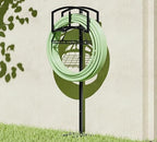 Garden Hose Holder with Storage Basket - Heavy-Duty Freestanding Hose Organizer, Black Powder-Coated, Detachable Design Holds 150FT Hose, Includes Assembly Tools for Lawn, Yard, and Garden by Calidola