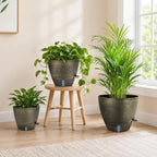 ZMTECH 12/10/8 in Self Watering Pots for Indoor/Outdoor Plants, Gold Bronze Large Plastic Planter with Water Level Indicator, Drainage Hole & Removable Saucer for Garden Flowers, Deco Plant Container - Image 5