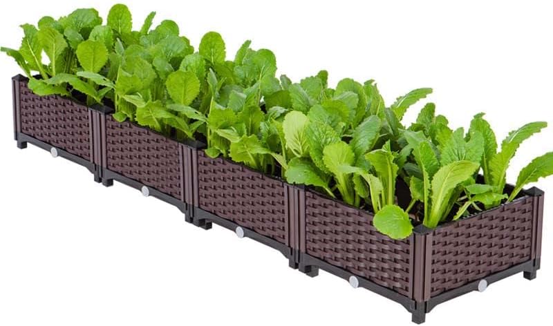 YSUEFIJO Raised Garden Bed Planter Box, Vegetable Flowers Planting Raised Container, Planter Box Indoor Rectangular, Planter Raised Beds W/Drainage Holes, for Outdoor Patio, Deck, Balcony by WELCOMETOYSUEFIJO