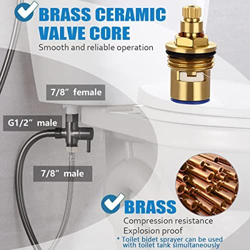SonTiy Handheld Bidet Toilet Sprayer Gunmetal, Cloth Diaper Sprayer Bathroom Hand Held Jet Spray Bidet Attachment for Toilet with Adjustable Pressure Control, Solid Brass, 7.2" Bidet Wand - Image 6