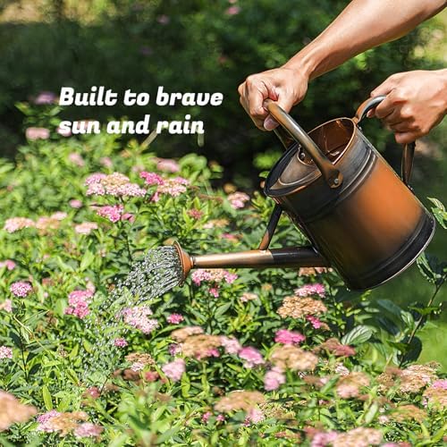 1 Gallon Watering Can for Plants, Watering Cans for Indoor&Outdoor Gardening, Galvanized Steel Watering Pot with Removable Spout, Metal Water Can with Ergonomic Movable Handle(Copper) - Image 2