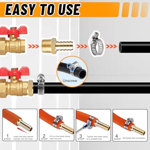 48PCS Brass Hose Barb Fittings with Clamp,Splicer Mender & Adapter - Image 5