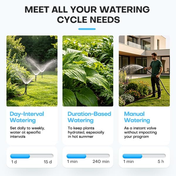 Sprinkler Timer, Programmable Garden Hose Faucet Water Timer with Rain Delay, Manual and Auto Irrigation System, Lawn Outdoor Watering Controller - Image 3