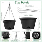 Nooulap 6 Pack Hanging Planters, 10 Inch Hanging Pots, Black - Image 3