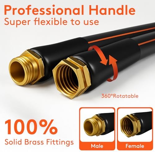 50FT x 5/8'' Flexible Garden Hose, No-Kink Rubber Water Hose, W.P. 200 PSI - Image 5