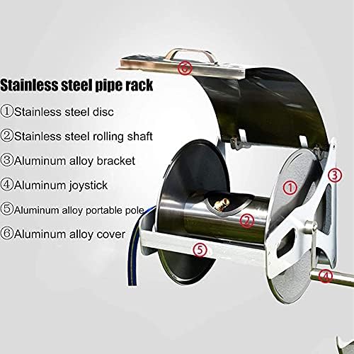 Portable/Wall Hose Reel Set, Outdoor Hose Holder Storage, Heavy Duty Garden Hose Reel with Flexible 2/1" PVC Rubber Hose, Home Hose Storage Solution,20m (25m) - Image 7