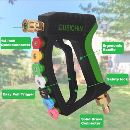 DUSICHIN Short Pressure Washer Gun with Foam Cannon,4000 PSI Power Washer Foam Blaster 1/4'' Quick Connector,Car Wash Foam Gun Snow Foam Lance with 7 Pressure Washer Nozzles for Car Washing DUS2903 - Image 6