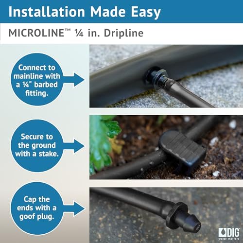 DIG ML-509, 500', ¼" MICROLINE Dripline - 9” Spacing, Color Black – UV Protected Drip Line - Image 6