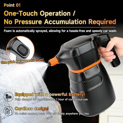 SANLIKE 2L Cordless Electric Foam Sprayer Car Wash Detailing Gun - Image 3