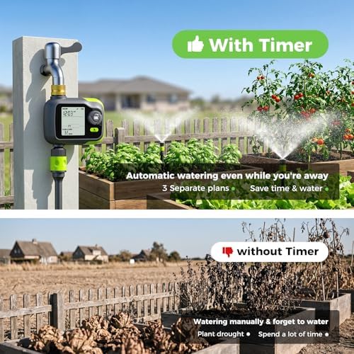 Sprinkler Timer, Watering Timer for Garden Hose, Programmable Hose Faucet Timers w/Rain Delay, Outdoor Soaker Automatic& Manual Drip Irrigation Controller System for Lawn Yard Greenhouse - Image 3