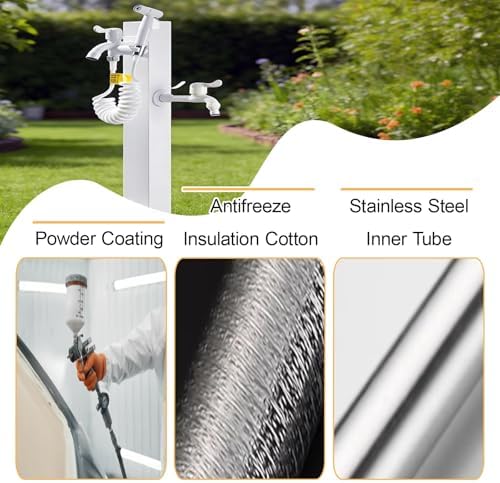 304 Stainless Steel Garden Water Column with Faucet, Frost-Proof Yard Hydrant, Durable Hose Stand for Outdoor Cleaning & Irrigation Fountain - White 4 - Image 4