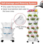 GameXcel Vertical Planter Tower - 7 Tier Stackable Garden Planters with Wheels and Tools Plant Pots for Strawberry Herb Flower and Vegetable Indoor Outdoor Use White - Image 3