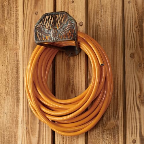Garden Hose Holder Wall Mount for Outdoor Yard, 100 lbs Load Capacity Heavy-Duty Water Hose Hanger, Holds 150 Feet of Wall-Mounted Metal Owl Decorative Hose Rack Hook for Outside Patio, Garage by CLYBMetalArts