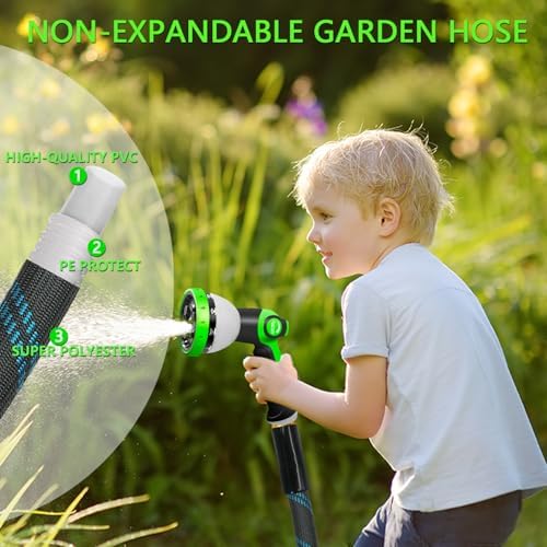 Junredy 75 FT Garden Hose, Flexible Water Hose with 10-Function Sprayer - Image 2