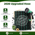 Garden Hose 50 ft, 2026 Upgraded Kink Free Flexible Water Hose 50ft With 10 Pattern Spray Nozzle, Leak-Proof, Portable, Ultra Lightweight & Durable Garden Hose for Yard, Lawn, Outdoor (Black Cyan) - Image 2