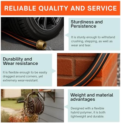 50FT x 5/8'' Flexible Garden Hose, No-Kink Rubber Water Hose, W.P. 200 PSI - Image 7