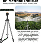 Tripod Sprinklers for Yard, 360 Degree Rotating Lawn Sprinkler, Large Area Coverage, Automatic Rotating Irrigation, Black Plastic & Stainless Steel Rotary Sprinkler - Image 6