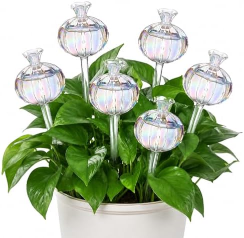 6 Pcs Plant Watering Globes, Glass Self-Watering Globes, Guava-Shaped, Automatic Irrigation Bulbs for Indoor Outdoor Potted Plants by Toyosport
