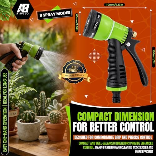G4GADGET Hose Pipe Spray Gun, Heavy Duty 8 Function Garden Hose Spray Nozzle with Non Slip Grip & Flow Control, High Pressure Water Sprayer for Plant Watering, Lawn, Car Washing & Pet Cleaning - Image 6