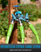 RAINPOINT 3 Way Hose Splitter, 100% Metal Heavy Duty Garden Hose Splitter With 1.9" Extra Long Handle & Individual Shut Off, 3/4 Inch GHT Thread Water Hose Connector For Outdoor Spigot Faucet (Blue) - Image 5