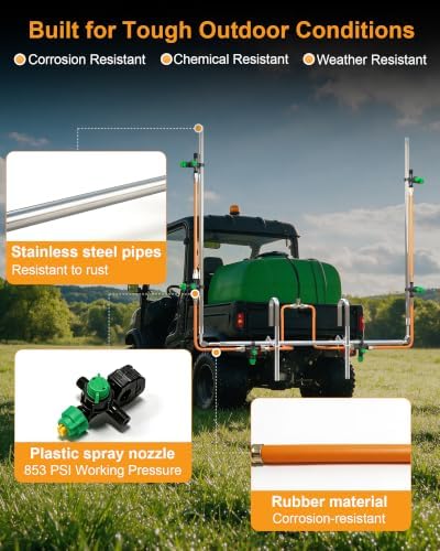 6 Nozzle ATV/UTV Sprayer Boom Kit with 2 Heavy-Duty Hooks, 122" Foldable - Image 6