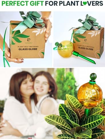 16 Oz 2 pcs Plant Watering Globes for Indoor Plants with Metal Self Watering Planter Insert - Premium XL Glass Hand-Blown Globes - Automatic Plant Waterer Indoor, Gift for Gardeners [Golden & Mosaic] - Image 6