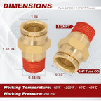 DOT Approved Male Straight Brass Union 3/4" Tube x 1/2" NPT, 10PCS - Image 5