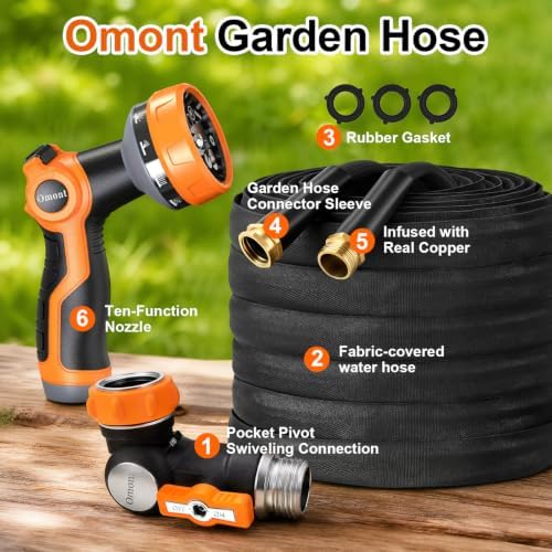 Garden Hose 25FT, Flexible Water Hose with Nozzle 360° Swivel Connector, Non-Expanding Camper Hose Flexible Water Hose Use for Lawns, Gardens, and Outdoor - Image 2