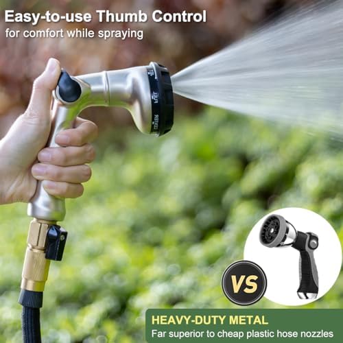 FANHAO Thumb Control Garden Hose Nozzle Heavy Duty Metal, 8 Spray Patterns - Image 5