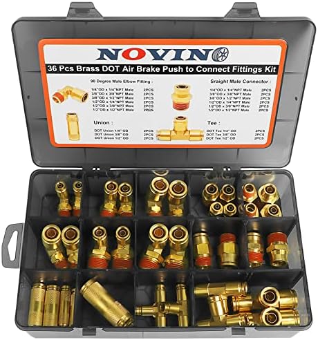 36 PCS DOT Air Brake Line Fitting&Air Nylon Tube Fittings Assortment Kits - Image 3